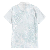 Polynesia Family Matching Off The Shoulder Long Sleeve Dress and Hawaiian Shirt Sharks Duo Tropical Off White LT7 - Polynesian Pride