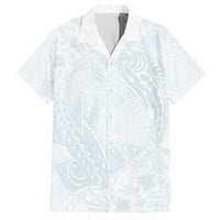 Polynesia Family Matching Off Shoulder Maxi Dress and Hawaiian Shirt Sharks Duo Tropical Off White LT7 Dad's Shirt - Short Sleeve White - Polynesian Pride