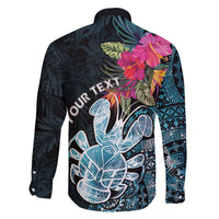 Niue Personalised Family Matching Off The Shoulder Long Sleeve Dress and Hawaiian Shirt Hiapo Mix Coconut Crab LT7 - Polynesian Pride