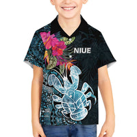 Niue Personalised Family Matching Off The Shoulder Long Sleeve Dress and Hawaiian Shirt Hiapo Mix Coconut Crab LT7 Son's Shirt Art - Polynesian Pride