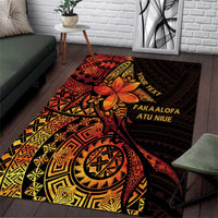 Niue Fakaalofa Atu Personalised Area Rug Whale Hiapo Fiery Motif LT7 Art - Polynesian Pride