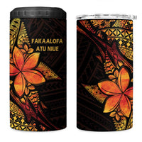 Niue Fakaalofa Atu 4 in 1 Can Cooler Tumbler Whale Hiapo Fiery Motif LT7 One Size: 16 oz Art - Polynesian Pride