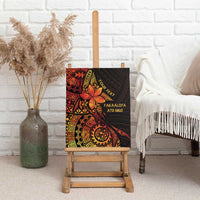 Niue Fakaalofa Atu Personalised Canvas Wall Art Whale Hiapo Fiery Motif LT7 - Polynesian Pride