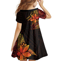 Niue Fakaalofa Atu Personalised Family Matching Long Sleeve Bodycon Dress and Hawaiian Shirt Whale Hiapo Fiery Motif LT7 - Polynesian Pride