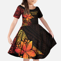 Niue Fakaalofa Atu Personalised Family Matching Summer Maxi Dress and Hawaiian Shirt Whale Hiapo Fiery Motif LT7 Daughter's Dress Art - Polynesian Pride