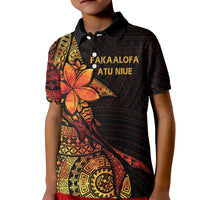Niue Fakaalofa Atu Personalised Kid Polo Shirt Whale Hiapo Fiery Motif LT7 Kid Art - Polynesian Pride