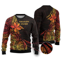 Niue Fakaalofa Atu Ugly Christmas Sweater Whale Hiapo Fiery Motif LT7 Art - Polynesian Pride