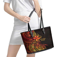 Niue Fakaalofa Atu Personalised Leather Tote Bag Whale Hiapo Fiery Motif LT7 - Polynesian Pride