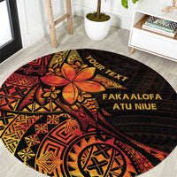 Niue Fakaalofa Atu Personalised Round Carpet Whale Hiapo Fiery Motif LT7 Art - Polynesian Pride