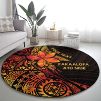 Niue Fakaalofa Atu Personalised Round Carpet Whale Hiapo Fiery Motif LT7 - Polynesian Pride