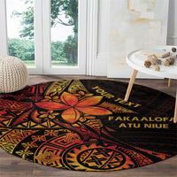 Niue Fakaalofa Atu Personalised Round Carpet Whale Hiapo Fiery Motif LT7 - Polynesian Pride