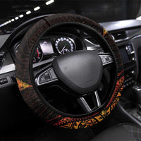 Niue Fakaalofa Atu Personalised Steering Wheel Cover Whale Hiapo Fiery Motif LT7 Universal Fit Art - Polynesian Pride