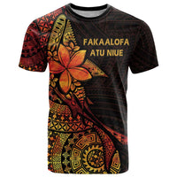 Niue Fakaalofa Atu Personalised T Shirt Whale Hiapo Fiery Motif LT7 Art - Polynesian Pride