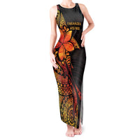 Niue Fakaalofa Atu Personalised Tank Maxi Dress Whale Hiapo Fiery Motif LT7 Women Art - Polynesian Pride