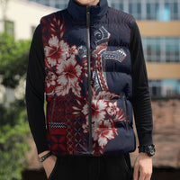Samoa AIGA Mamanu Siapo Malu Motifs Sleeveless Puffer Jacket Flag Color