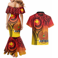 Papua New Guinea 50 Years Couples Matching Mermaid Dress and Hawaiian Shirt Motuan Motifs LT7 - Polynesian Pride