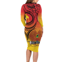 Papua New Guinea 50 Years Family Matching Long Sleeve Bodycon Dress and Hawaiian Shirt Motuan Motifs LT7 - Polynesian Pride