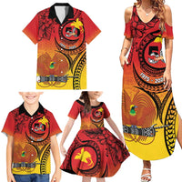 Papua New Guinea 50 Years Family Matching Summer Maxi Dress and Hawaiian Shirt Motuan Motifs LT7 - Polynesian Pride