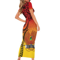 Papua New Guinea 50 Years Short Sleeve Bodycon Dress Motuan Motifs LT7 - Polynesian Pride