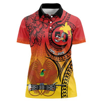 Papua New Guinea 50 Years Women Polo Shirt Motuan Motifs LT7 Female Colorful - Polynesian Pride