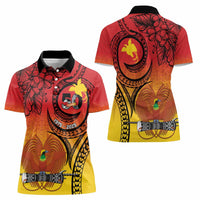 Papua New Guinea 50 Years Women Polo Shirt Motuan Motifs LT7 - Polynesian Pride