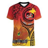 Papua New Guinea 50 Years Women V-Neck T-Shirt Motuan Motifs LT7 Female Colorful - Polynesian Pride