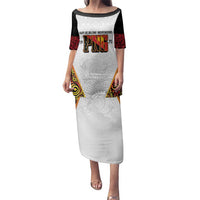 Personalized Papua New Guinea Family Matching Puletasi and Hawaiian Shirt Hapi De bilong Indipendens PNG LT7 Mom's Dress White - Polynesian Pride