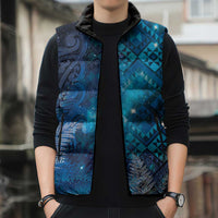 Aotearoa Taniko Matariki Sleeveless Puffer Jacket Cosmic Blue