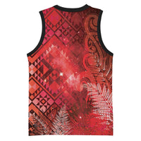 Aotearoa Taniko Matariki Basketball Jersey Cosmic Red