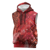 Aotearoa Taniko Matariki Sleeveless Hoodie Cosmic Red
