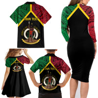 Vanuatu 44th Independence Anniversary Family Matching Long Sleeve Bodycon Dress and Hawaiian Shirt LT7 - Polynesian Pride