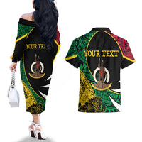 Vanuatu Independence Day Yumi 44 Couples Matching Off The Shoulder Long Sleeve Dress and Hawaiian Shirt LT7 - Polynesian Pride
