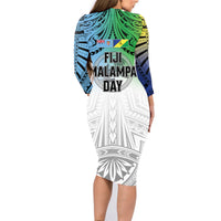 Malampa Fiji Day Family Matching Long Sleeve Bodycon Dress and Hawaiian Shirt Gradient Style LT7 - Polynesian Pride