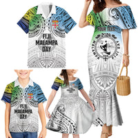 Malampa Fiji Day Family Matching Mermaid Dress and Hawaiian Shirt Gradient Style LT7 - Polynesian Pride