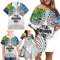 Malampa Fiji Day Family Matching Off Shoulder Short Dress and Hawaiian Shirt Gradient Style LT7 - Polynesian Pride
