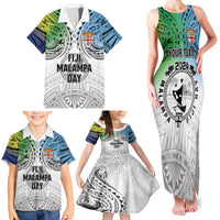 Malampa Fiji Day Family Matching Tank Maxi Dress and Hawaiian Shirt Gradient Style LT7 - Polynesian Pride