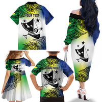 Malampa Day Family Matching Off The Shoulder Long Sleeve Dress and Hawaiian Shirt Emblem Gradient Style LT7 - Polynesian Pride