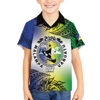 Malampa Day Family Matching Off The Shoulder Long Sleeve Dress and Hawaiian Shirt Emblem Gradient Style LT7 Son's Shirt Colorful - Polynesian Pride