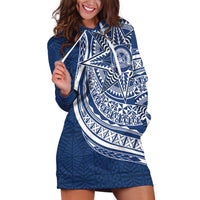 Tonga Queen Salote College Personalized Hoodie Dress Ngatu Tokelaufeletoa Motifs LT7 Navy Blue - Polynesian Pride