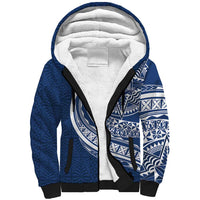 Tonga Queen Salote College Personalized Sherpa Hoodie Ngatu Tokelaufeletoa Motifs LT7 Unisex Navy Blue - Polynesian Pride