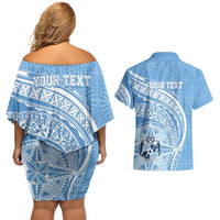 Tonga Apifo'ou Kolisi Personalized Couples Matching Off Shoulder Short Dress and Hawaiian Shirt Ngatu Tokelaufeletoa Motifs LT7 - Polynesian Pride