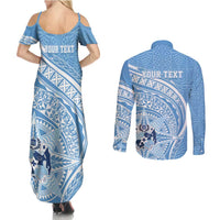 Tonga Apifo'ou Kolisi Personalized Couples Matching Summer Maxi Dress and Long Sleeve Button Shirt Ngatu Tokelaufeletoa Motifs LT7 - Polynesian Pride