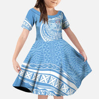 Tonga Apifo'ou Kolisi Personalized Family Matching Off Shoulder Maxi Dress and Hawaiian Shirt Ngatu Tokelaufeletoa Motifs LT7 Daughter's Dress Light Blue - Polynesian Pride