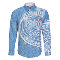 Tonga Apifo'ou Kolisi Personalized Family Matching Short Sleeve Bodycon Dress and Hawaiian Shirt Ngatu Tokelaufeletoa Motifs LT7 Dad's Shirt - Long Sleeve Light Blue - Polynesian Pride
