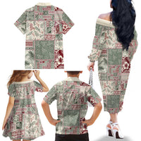 Aloha Hawaii Pastel Christmas Patchwork Family Matching Off The Shoulder Long Sleeve Dress and Hawaiian Shirt Classic Style LT7 - Polynesian Pride