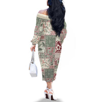 Aloha Hawaii Pastel Christmas Patchwork Family Matching Off The Shoulder Long Sleeve Dress and Hawaiian Shirt Classic Style LT7 - Polynesian Pride