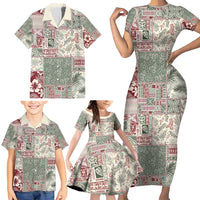 Aloha Hawaii Pastel Christmas Patchwork Family Matching Short Sleeve Bodycon Dress and Hawaiian Shirt Classic Style LT7 - Polynesian Pride