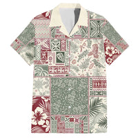 Aloha Hawaii Pastel Christmas Patchwork Family Matching Short Sleeve Bodycon Dress and Hawaiian Shirt Classic Style LT7 Dad's Shirt - Short Sleeve Pastel Green - Polynesian Pride