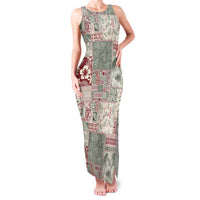 Aloha Hawaii Pastel Christmas Patchwork Family Matching Tank Maxi Dress and Hawaiian Shirt Classic Style LT7 Mom's Dress Pastel Green - Polynesian Pride