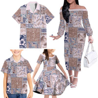 Aloha Hawaii Pastel Christmas Patchwork Family Matching Off The Shoulder Long Sleeve Dress and Hawaiian Shirt Rustic Style LT7 - Polynesian Pride